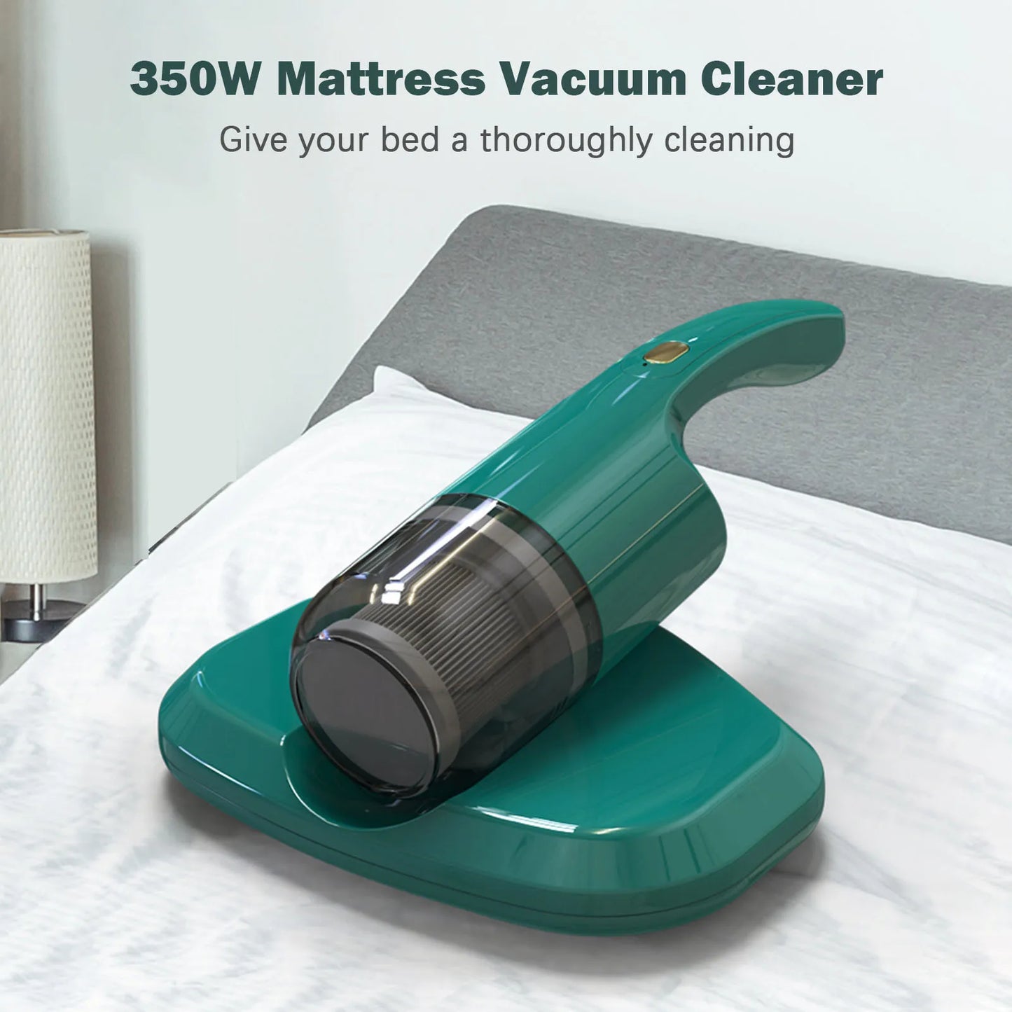Aspiradora de colchón de 350W, instrumento de eliminación de ácaros, aspiradora inalámbrica para cama doméstica, lámpara UV, limpieza efectiva