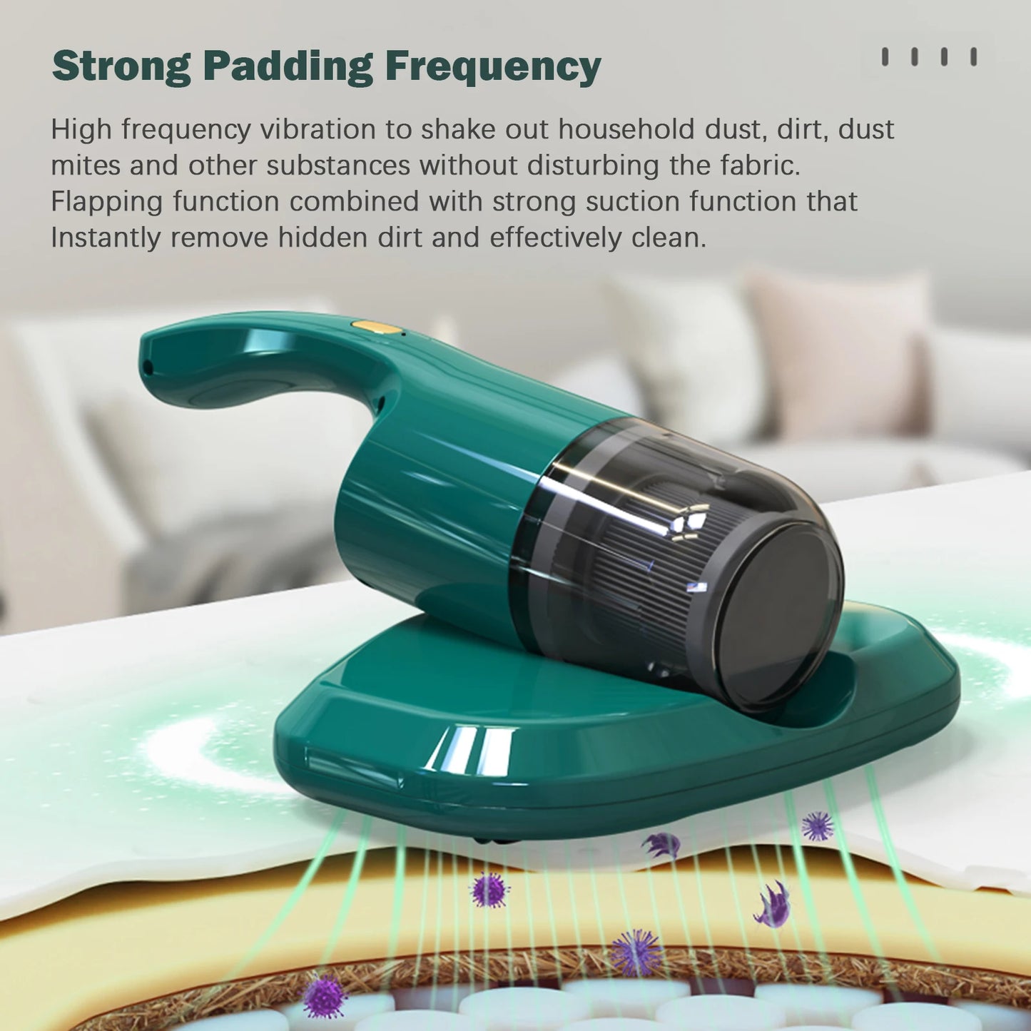 Aspiradora de colchón de 350W, instrumento de eliminación de ácaros, aspiradora inalámbrica para cama doméstica, lámpara UV, limpieza efectiva